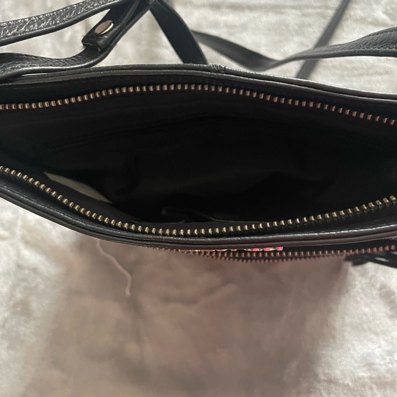 Estalon Black Leather Crossbody Purse with Over the Shoulder Long Strap - Picture 5 of 6